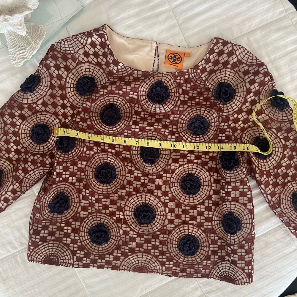 Tory Burch Women's Brown and Black Patterned Blouse